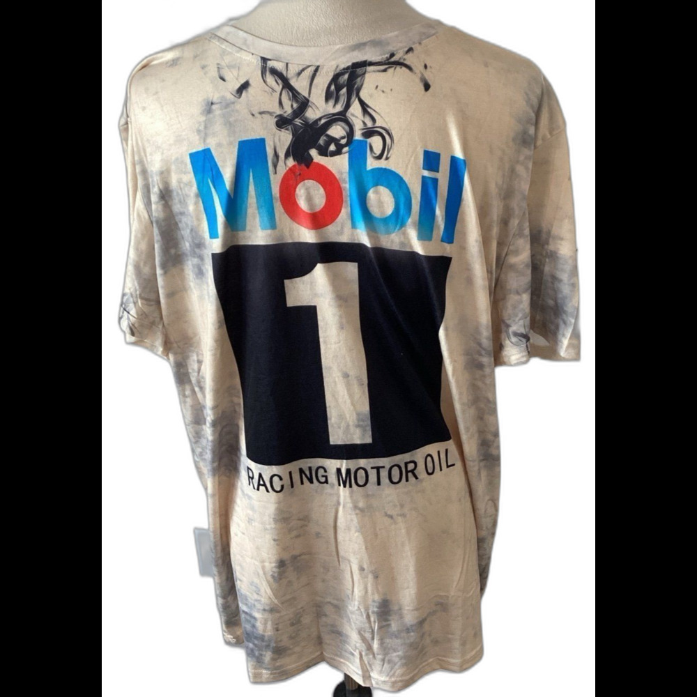 Mobil 1 T-Shirt Men’s Size 2XL Color Gray Racing Motor Oil Casual Graphic